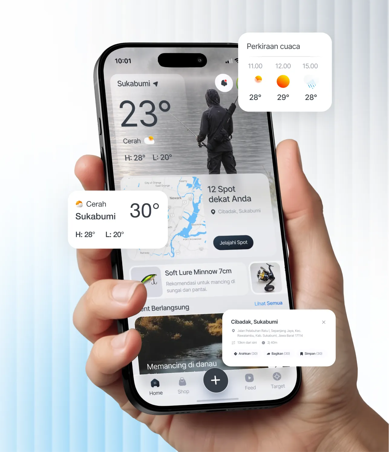 Anglerio Mobile App & Weather Forecast UI Mockup